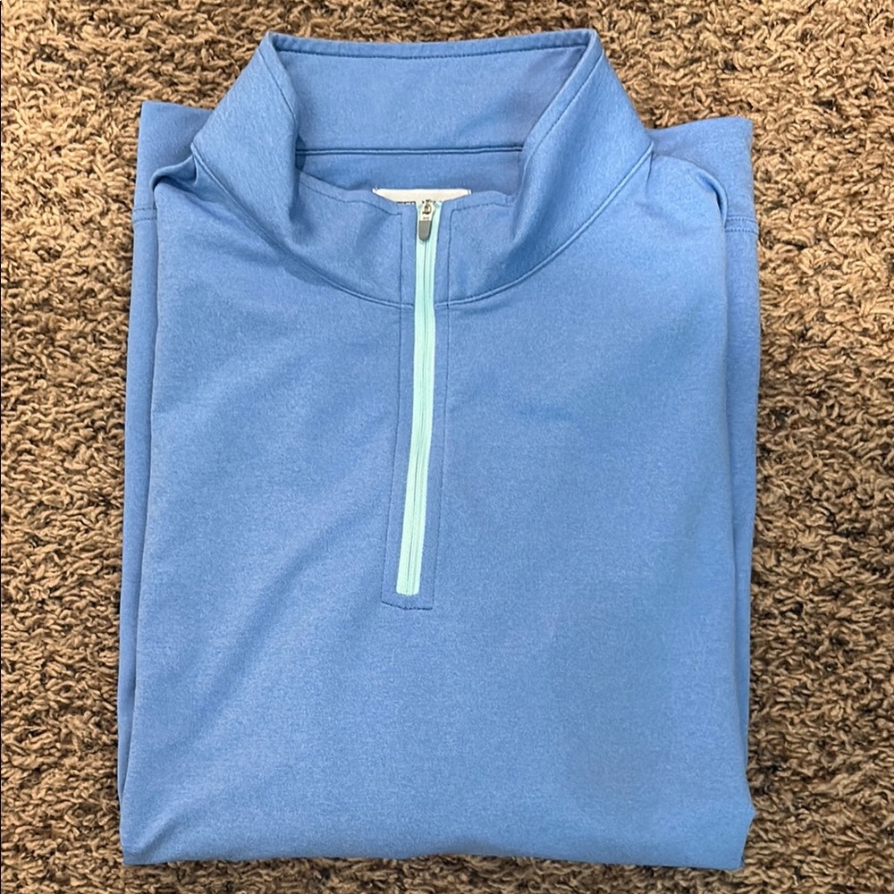 Peter Millar Blue Long Sleeve Quarter-Zip Pullover